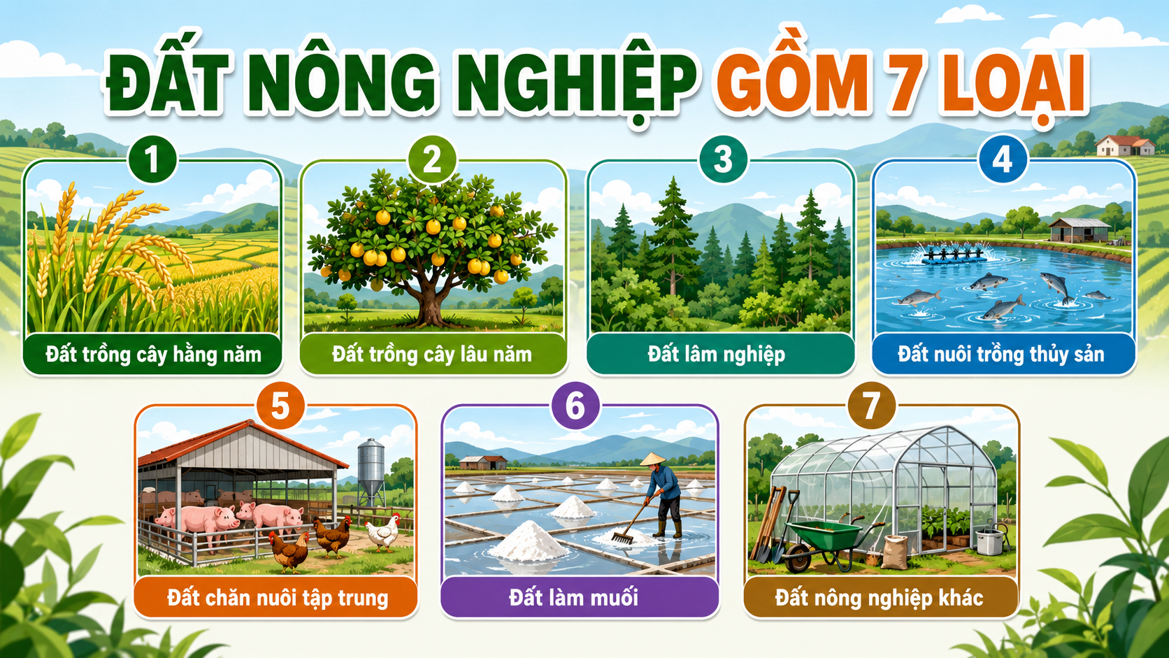 Đất nông nghiệp gồm 7 loại theo Luật Đất đai 2024
