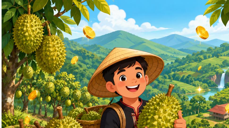 Đất nông nghiệp làm giàu từ cây sầu riêng - minh họa hoạt hình