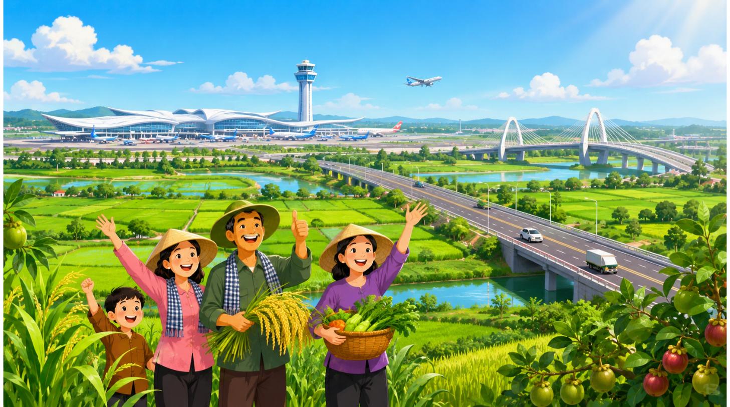 Đất nông nghiệp Đồng Nai và sân bay Long Thành phong cách hoạt hình