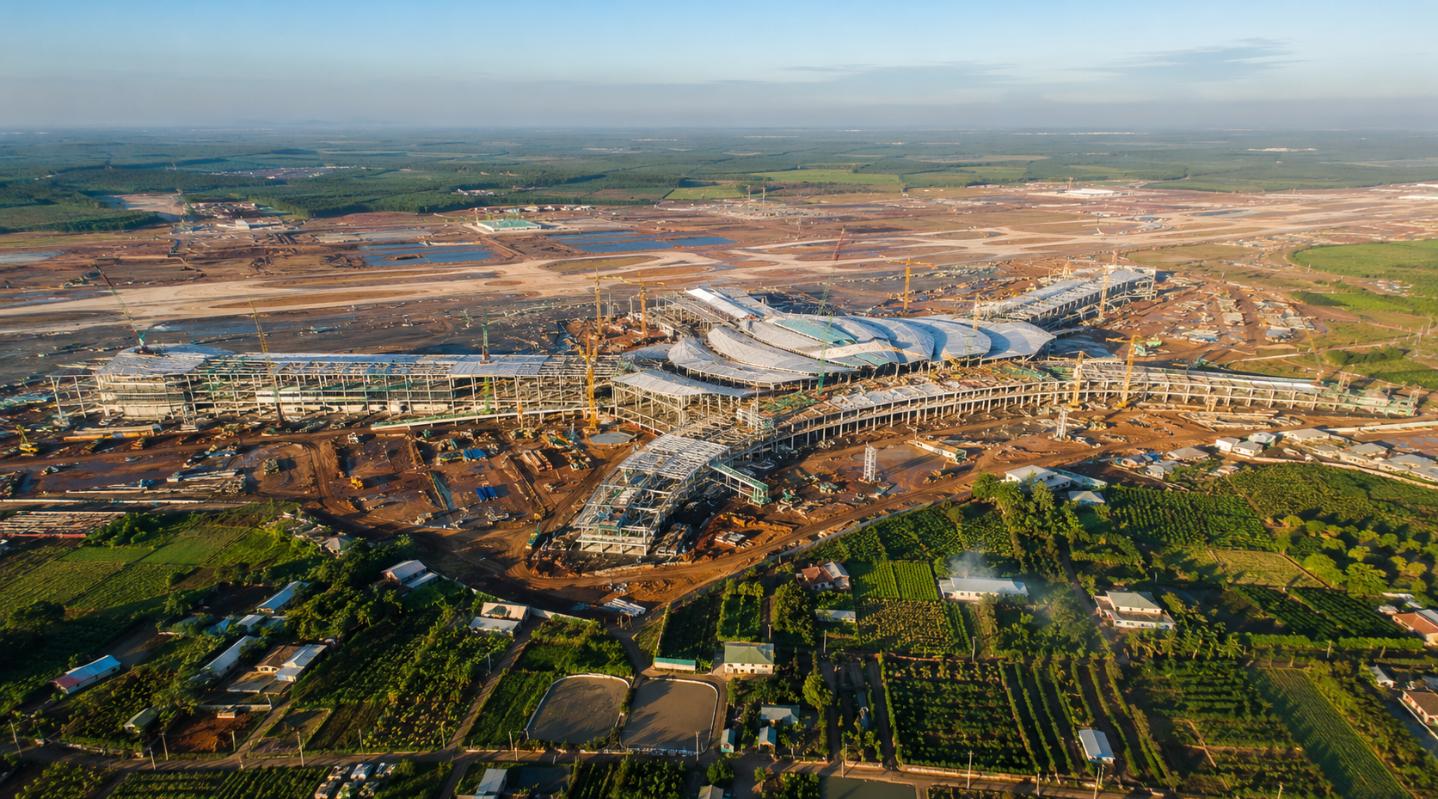 Đất nông nghiệp quanh đại công trường sân bay Long Thành nhìn từ trên cao