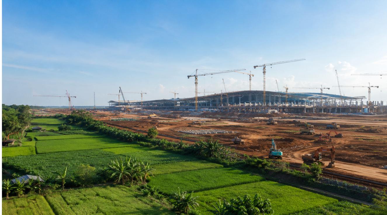 Đất Nông Nghiệp Sân Bay Long Thành xanh mướt bên công trường siêu sân bay 2026