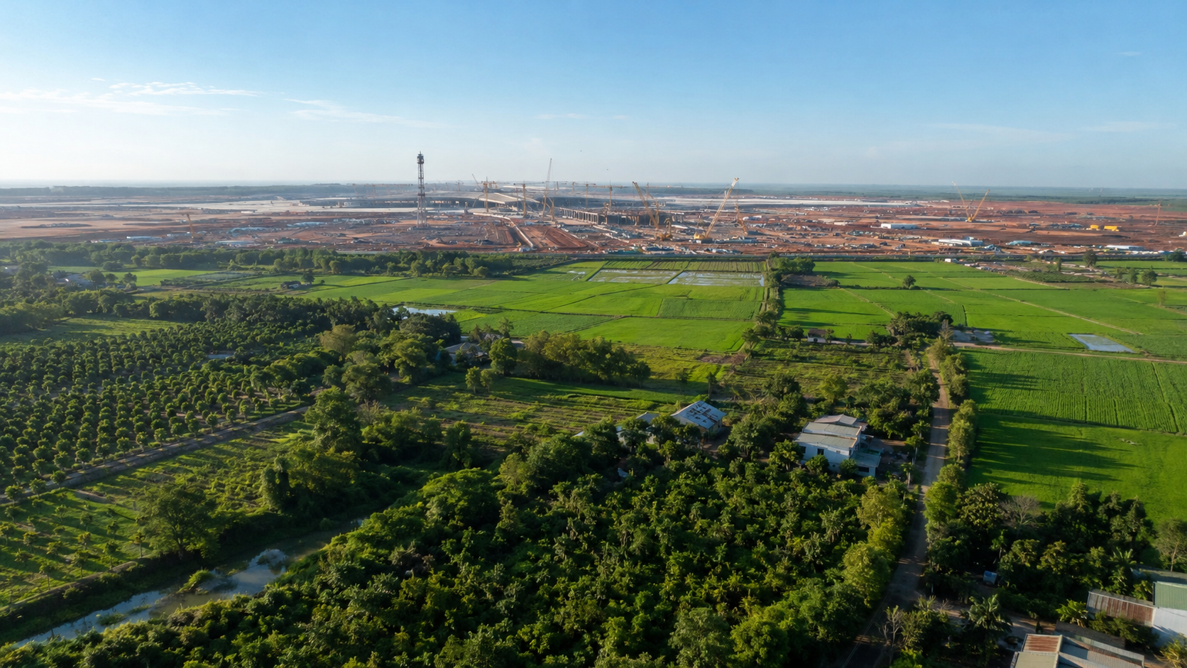 Đất nông nghiệp quanh sân bay Long Thành nhìn từ trên cao