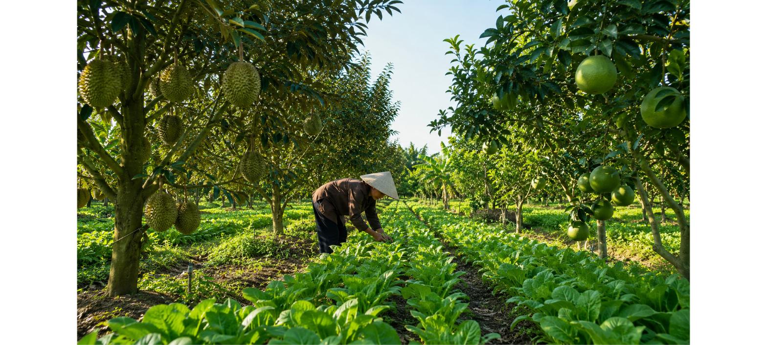 Đất nông nghiệp trồng cây ăn trái và rau xanh cho giá trị kinh tế cao