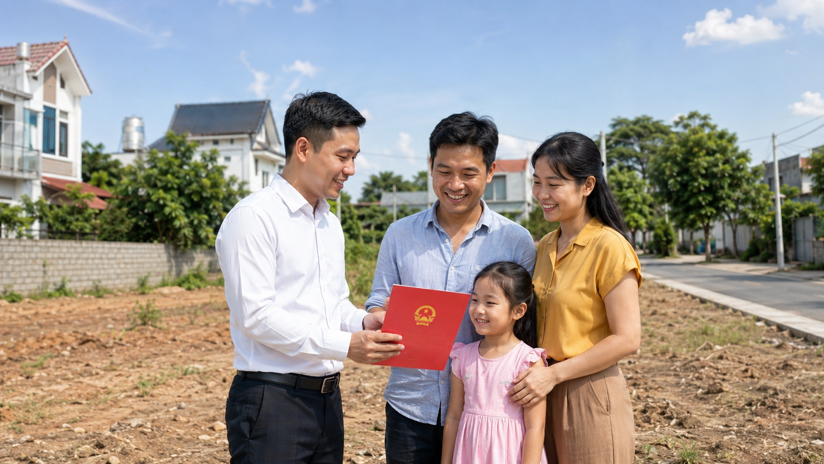 Đất thổ cư - gia đình nhận sổ đỏ miễn 100% tiền sử dụng đất