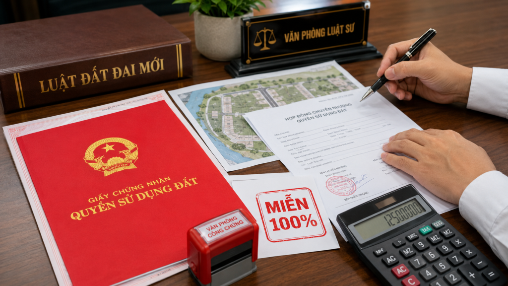 Hồ sơ sổ đỏ đất thổ cư được miễn 100% tiền sử dụng đất theo Luật Đất đai mới