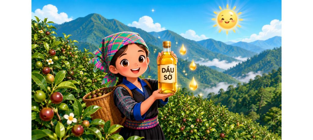 Dầu Sở vàng lỏng từ cây Sở trên đất nông nghiệp vùng cao