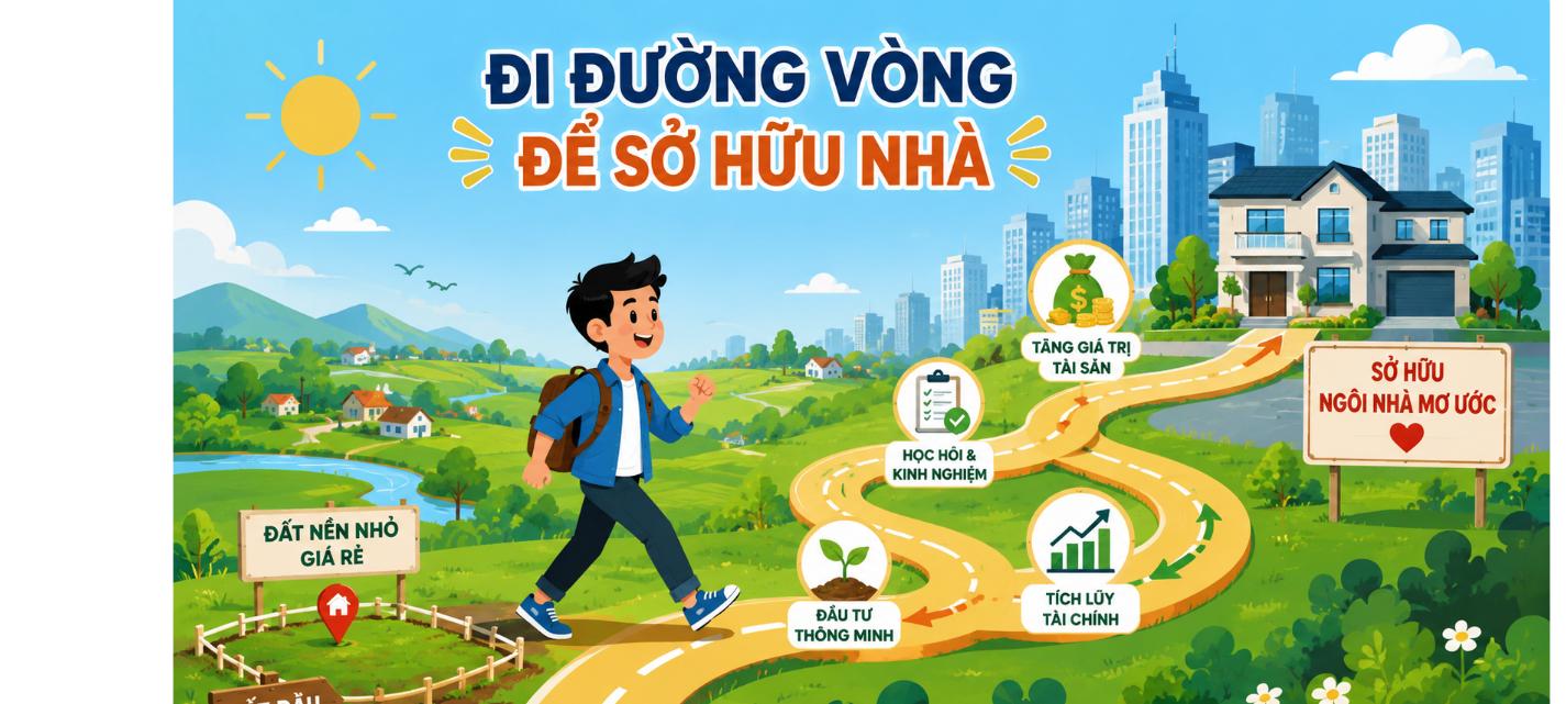 Đầu tư bất động sản cho người trẻ vốn ít - minh họa đi đường vòng để sở hữu nhà