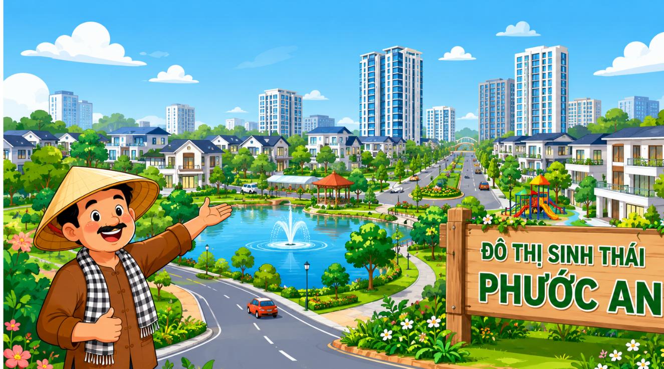 Đầu tư bất động sản đô thị sinh thái Phước An - minh họa hoạt hình
