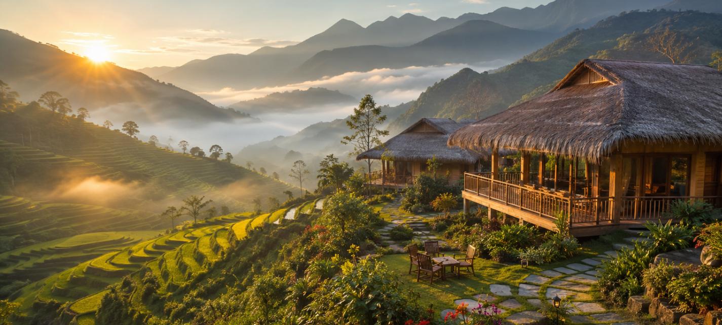 Đầu tư homestay farmstay giữa thung lũng cao nguyên Việt Nam lúc bình minh