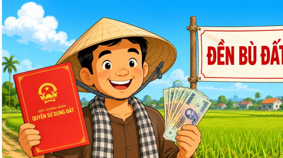 đền bù đất nông nghiệp trồng lúa - hoạt hình bác nông dân nhận bồi thường