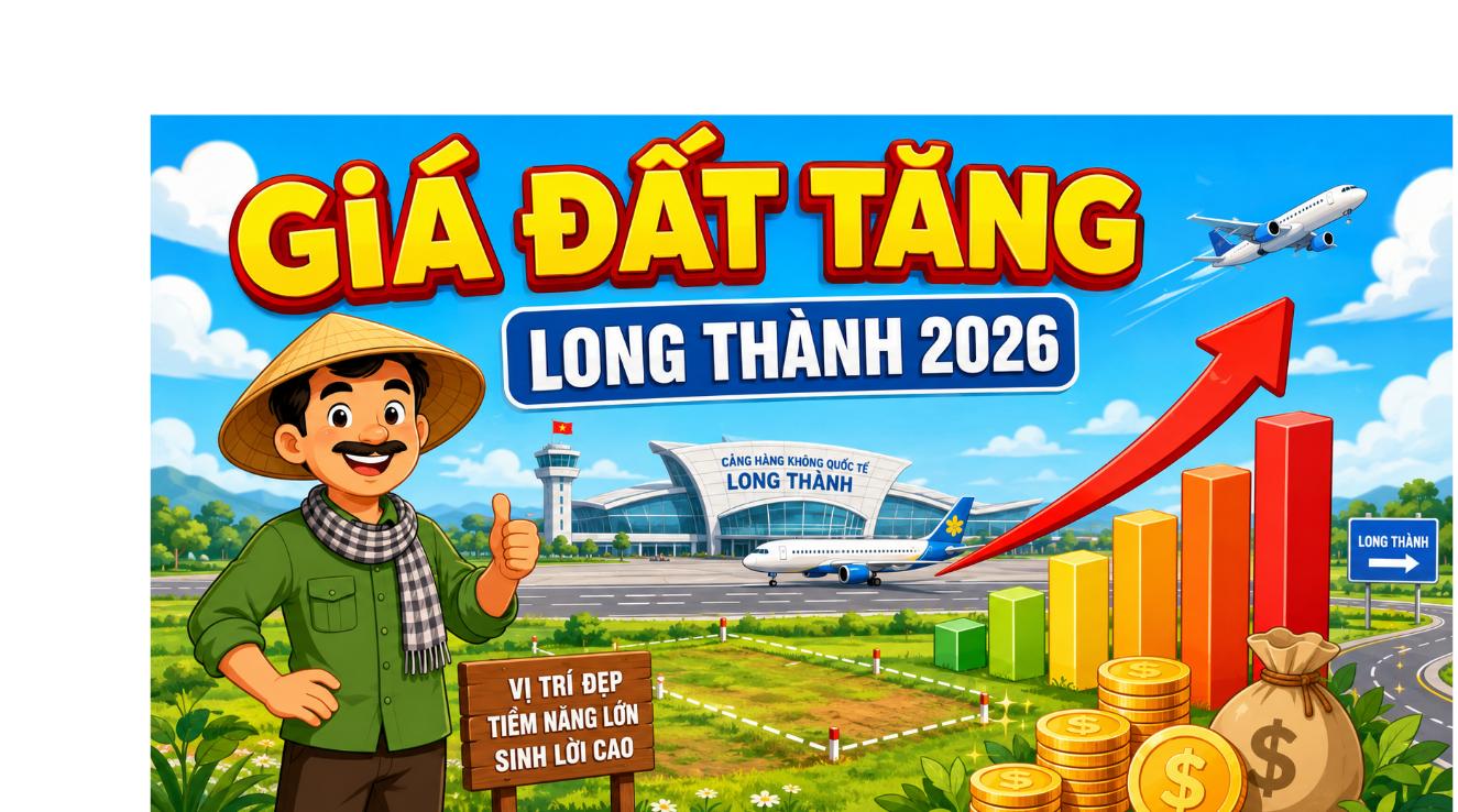 Giá đất nông nghiệp sân bay Long Thành 2026 tăng mạnh minh họa hoạt hình