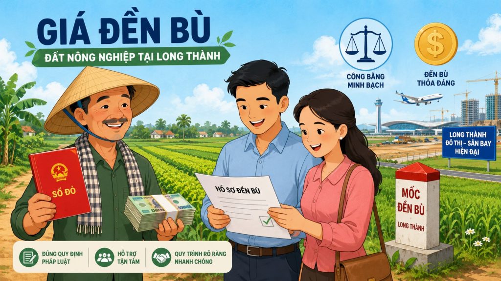Giá đền bù đất nông nghiệp tại Long Thành công bằng minh bạch cho bà con