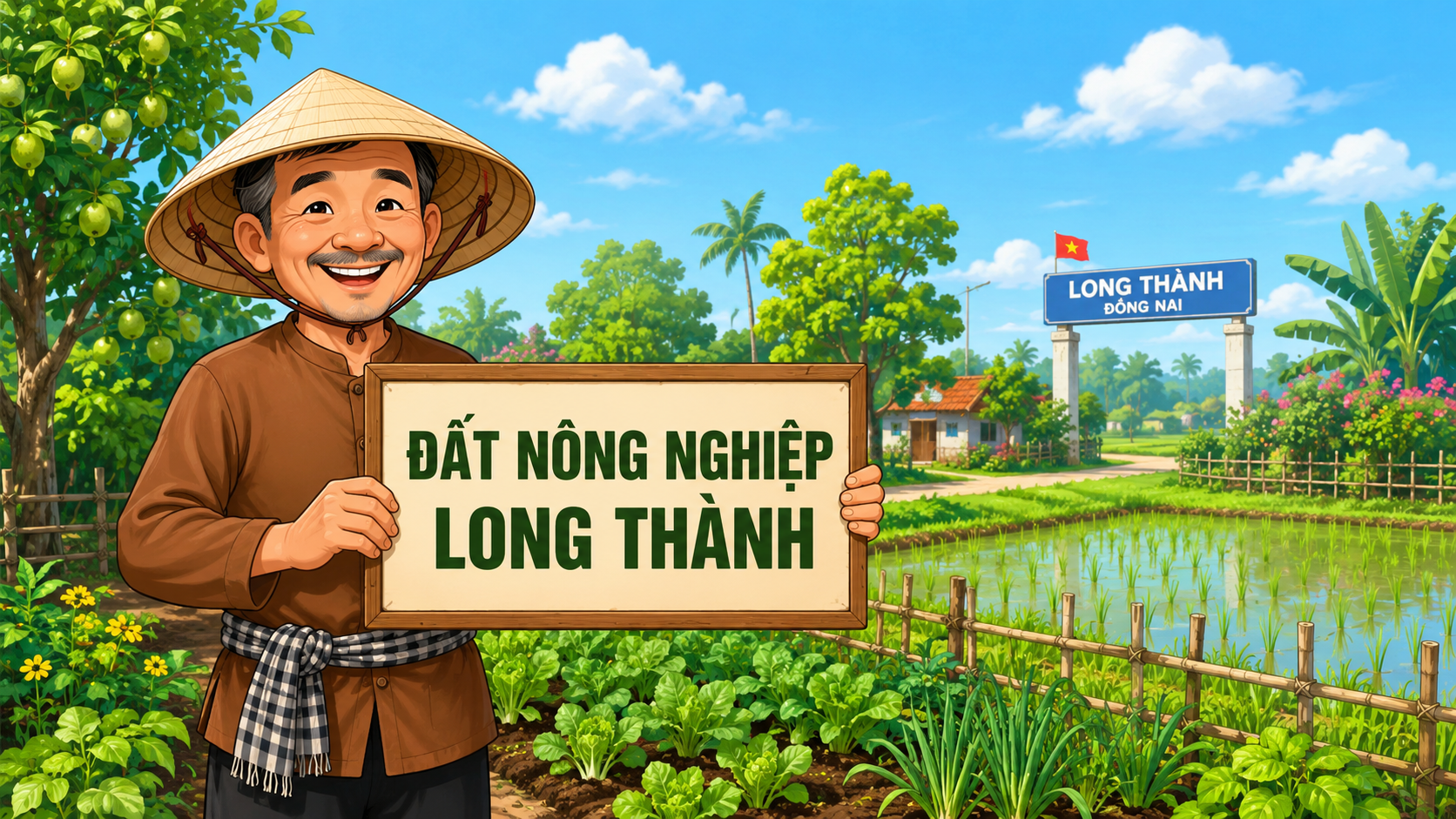 Bác nông dân bên vườn đất nông nghiệp Long Thành