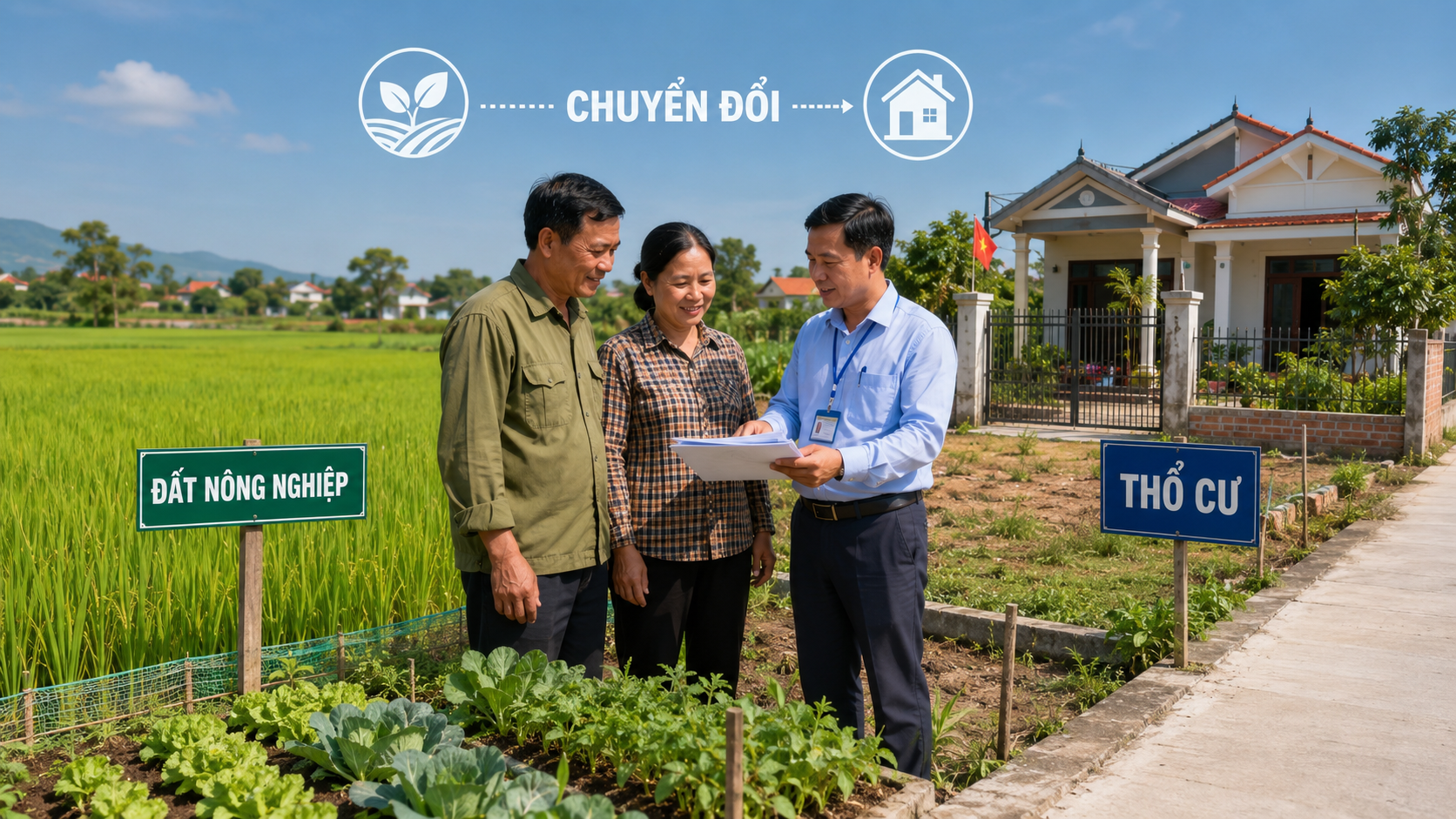 Gia đình nông thôn cầm sổ đỏ khi đất nông nghiệp được công nhận là đất ở