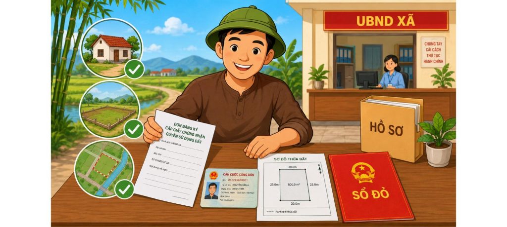 Hồ sơ làm sổ đỏ tại UBND cấp xã – chuẩn bị giấy tờ xin cấp sổ đỏ