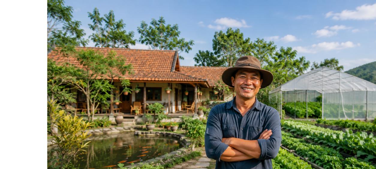Làm giàu ở nông thôn - nông dân thành công bên homestay, ao cá và nhà kính trồng rau sạch