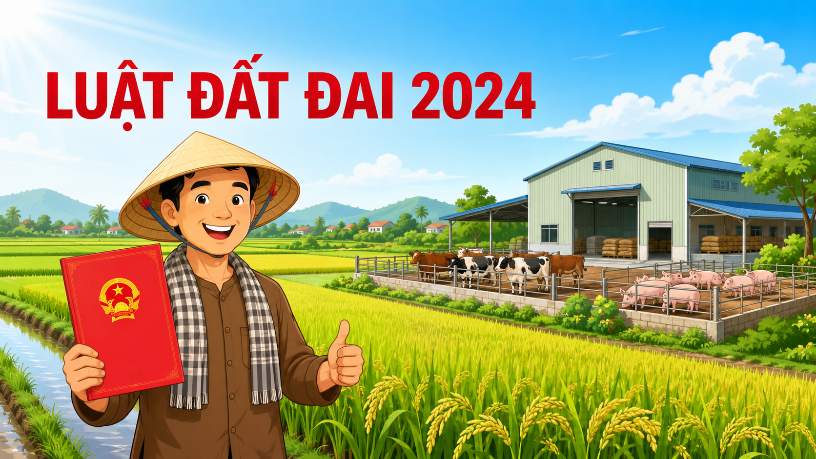 Nông dân cầm sổ đỏ trên đất nông nghiệp theo Luật Đất đai 2024