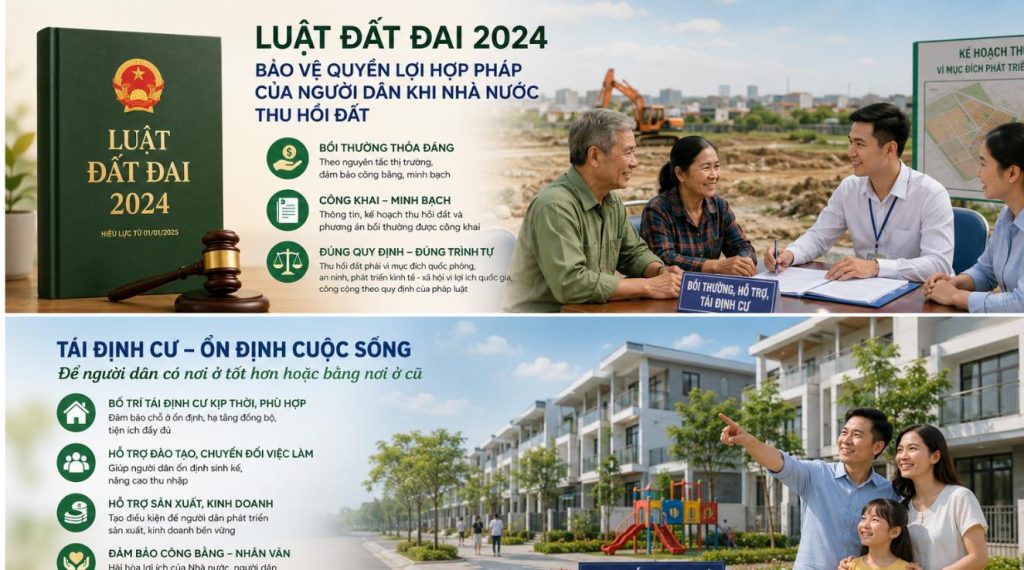 Luật đất đai 2024 bảo vệ quyền lợi người dân khi bị thu hồi đất và tái định cư