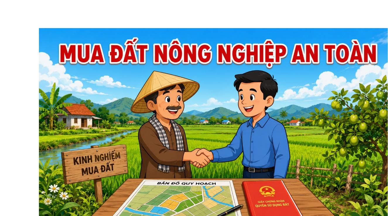 Minh họa kinh nghiệm mua đất nông nghiệp an toàn với sổ đỏ và bản đồ quy hoạch