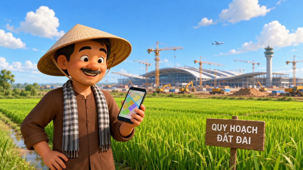 Nông dân kiểm tra quy hoạch đất đai trước khi mua đất nông nghiệp quanh sân bay Long Thành