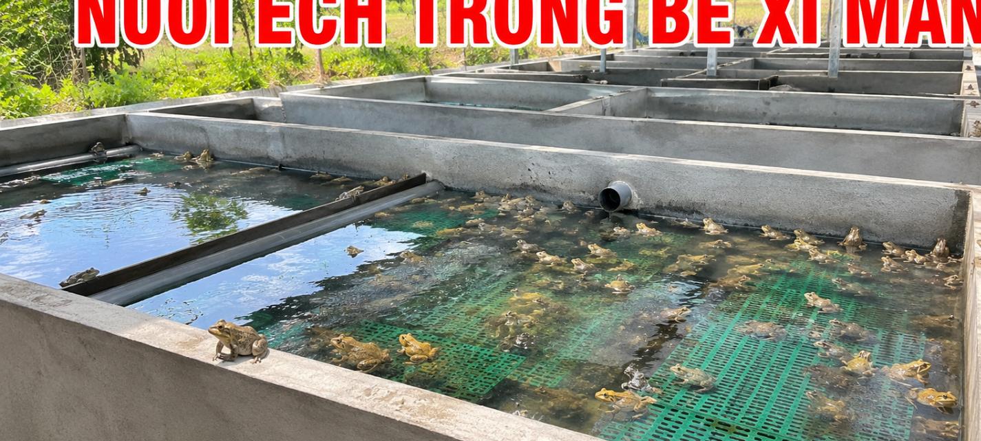 Nuôi ếch trong bể xi măng tại trang trại - mô hình hiệu quả cao