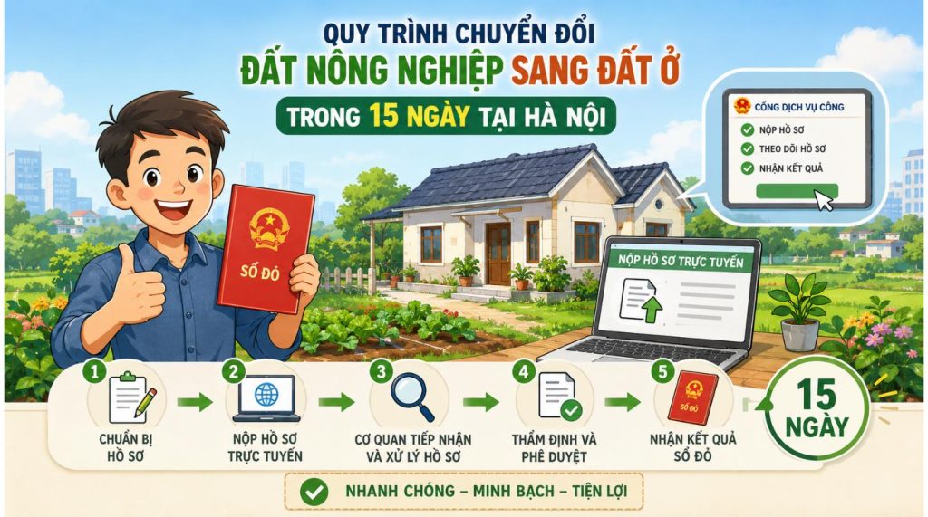 Quy trình chuyển đổi đất nông nghiệp sang đất ở trong 15 ngày tại Hà Nội