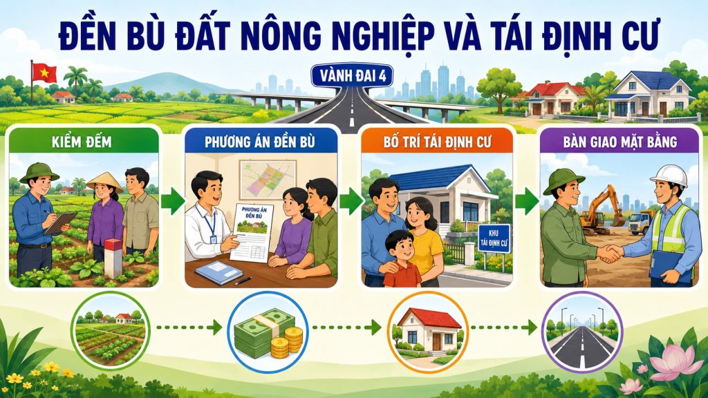 Quy trình đền bù đất nông nghiệp và tái định cư dự án Vành đai 4