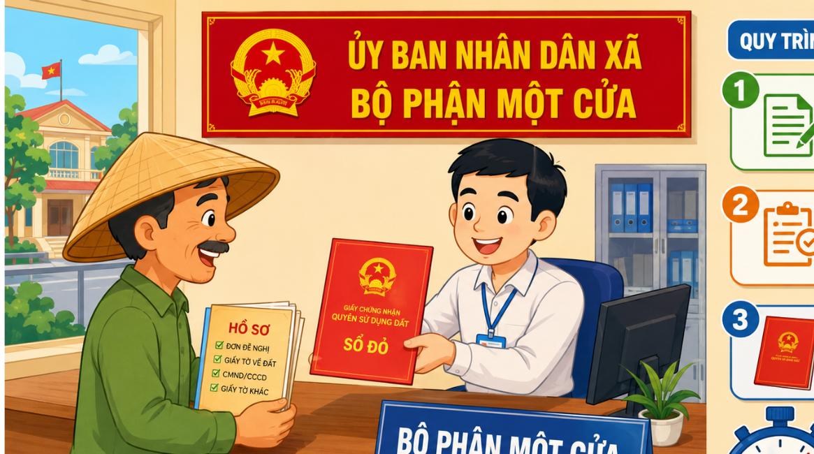 Quy trình làm sổ đỏ tại xã qua bộ phận một cửa UBND xã