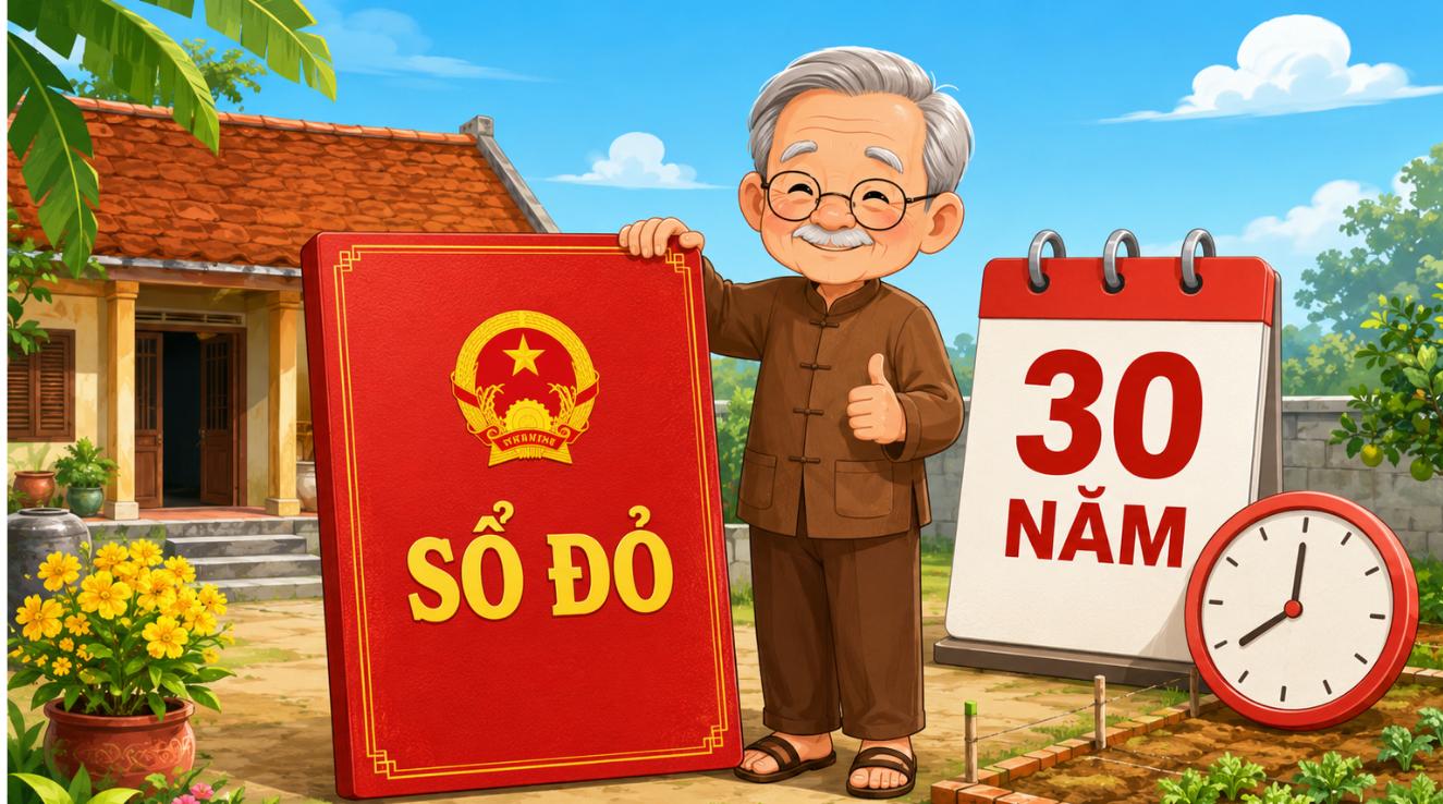 Sổ đỏ và thời hiệu thừa kế đất đai 30 năm minh họa