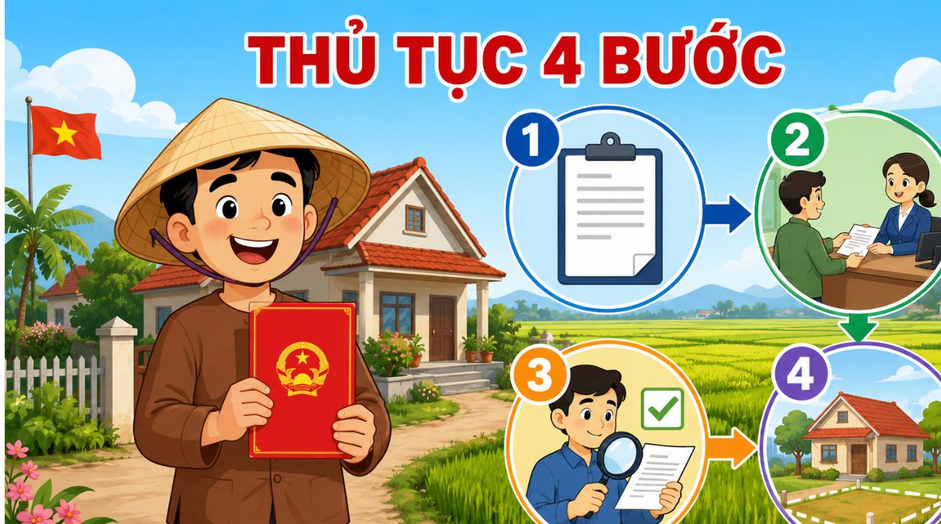 Thủ tục chuyển đổi đất nông nghiệp sang đất ở 4 bước minh họa