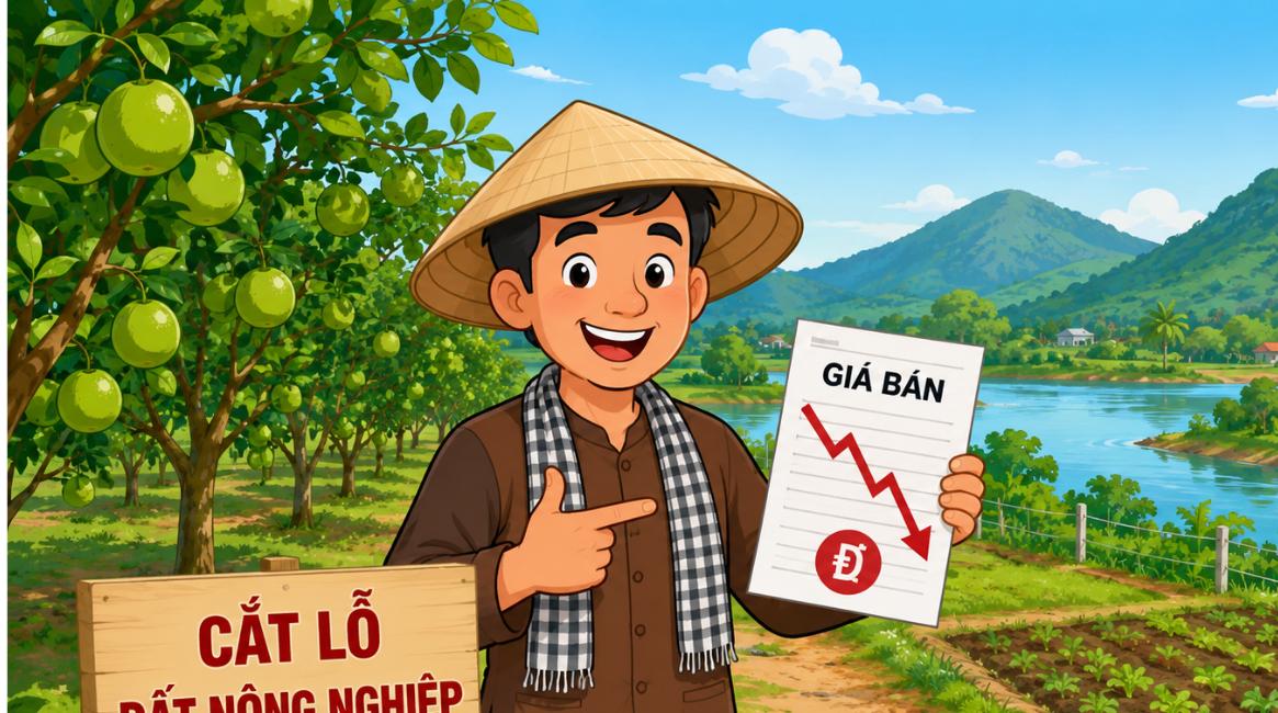 Cắt lỗ đất nông nghiệp Đồng Nai - minh họa nông dân và giá bán giảm