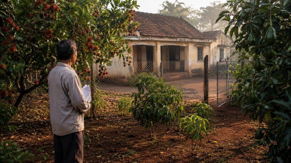 Chi phí lên thổ cư đất vườn Đồng Nai 2026 nhìn từ vườn chôm chôm sát nhà cấp bốn ở Long Khánh