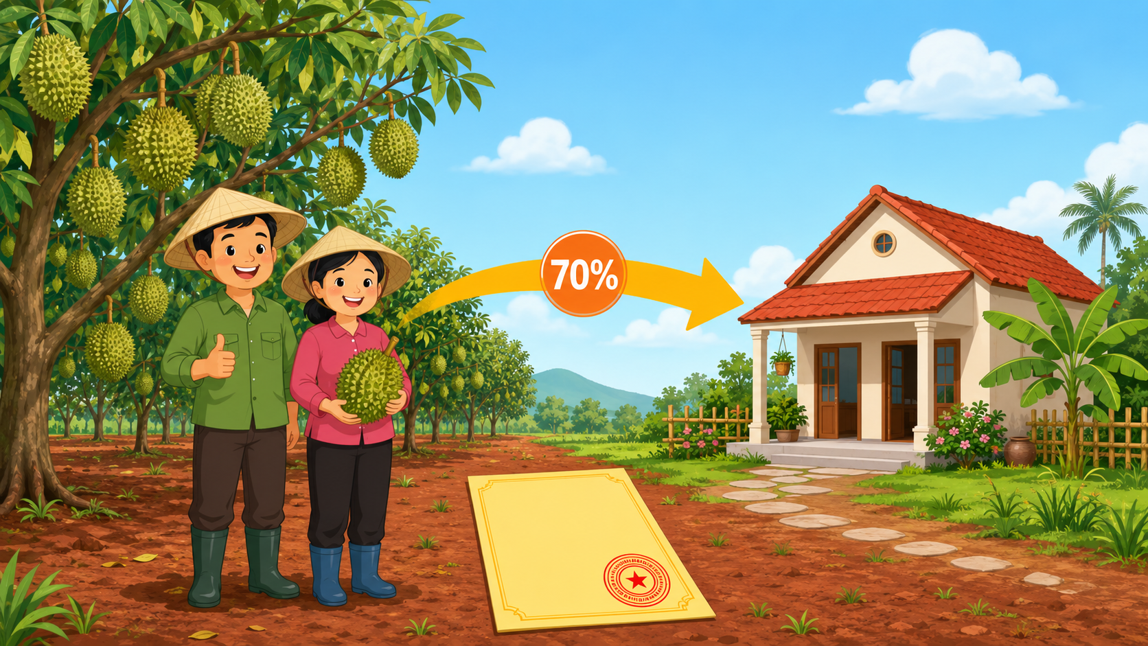 Minh họa chuyển mục đích sử dụng đất giảm 70% tiền đất từ 1/1/2026