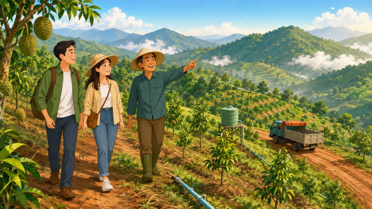 Bà con đi xem đất nông nghiệp Khánh Sơn trước khi mua đất trồng sầu riêng