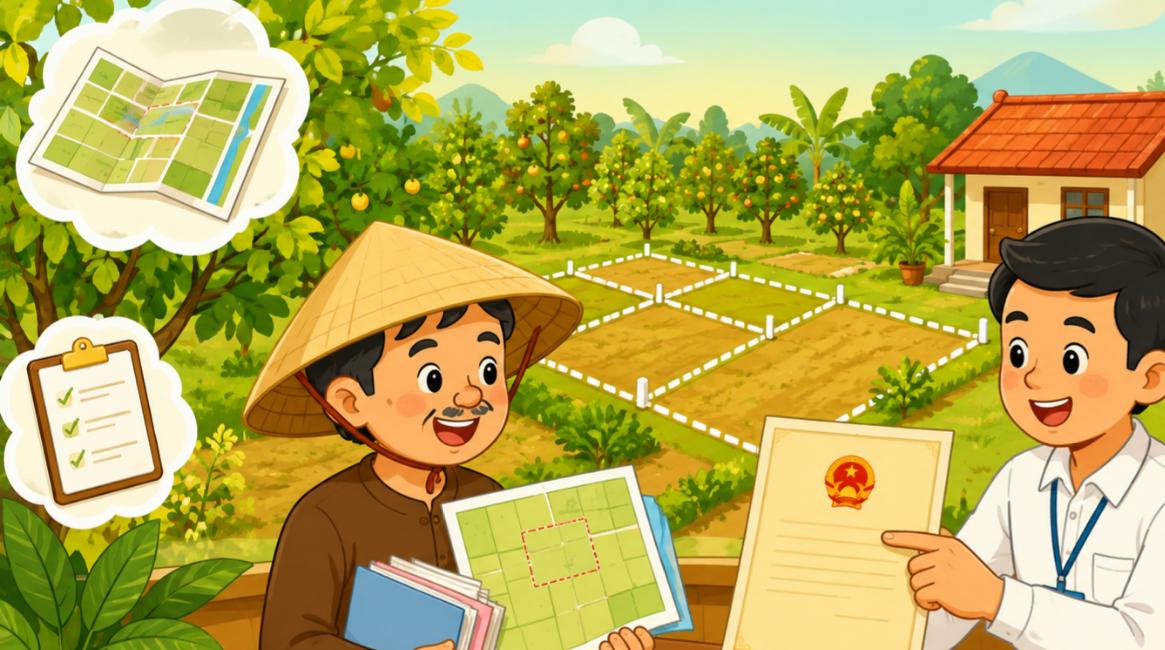 Minh hoạ các bước chuẩn bị hồ sơ đất nông nghiệp lên thổ cư