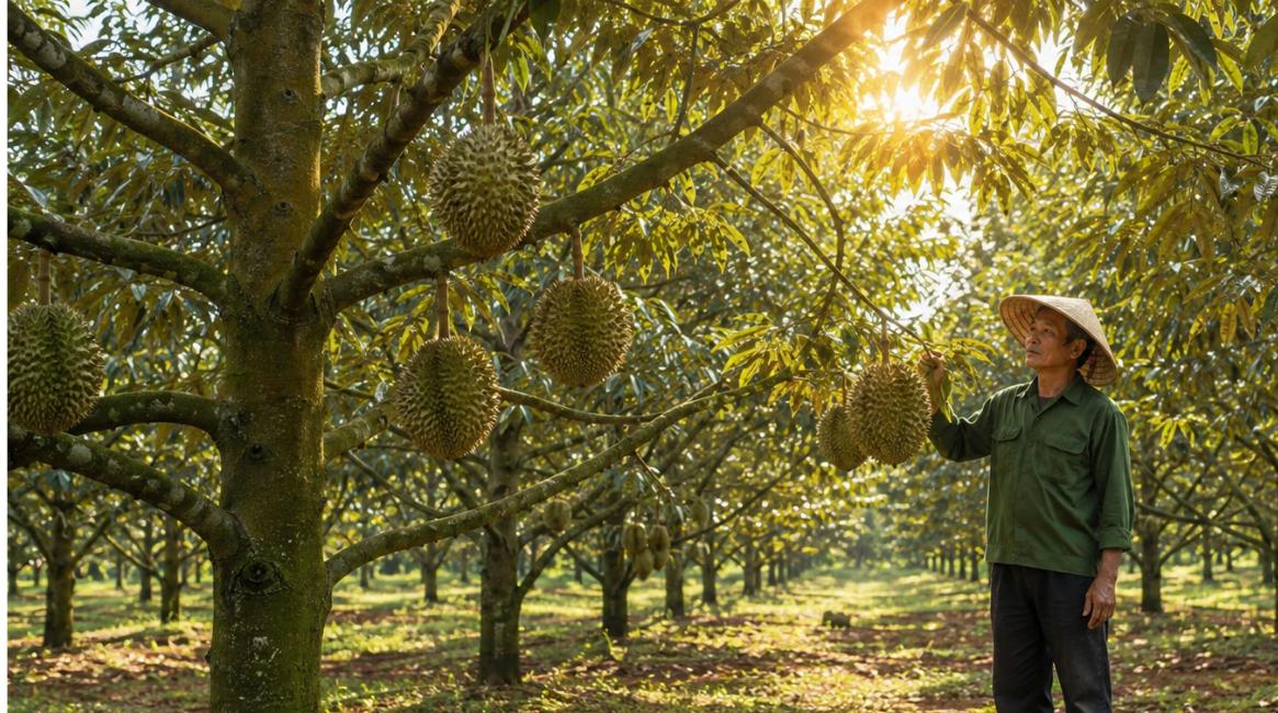 Vườn sầu riêng trên đất trồng cây lâu năm ở Đồi Rìu, Long Khánh, Đồng Nai