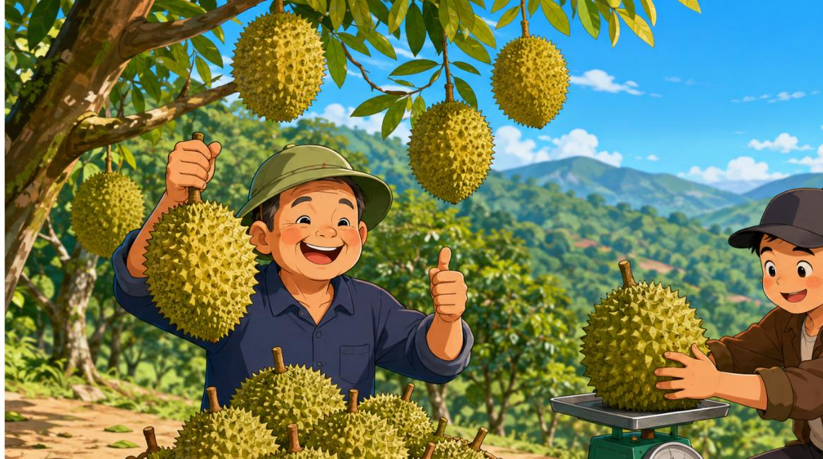 Đất trồng cây lâu năm và mùa thu hoạch sầu riêng Khánh Sơn - hình minh họa