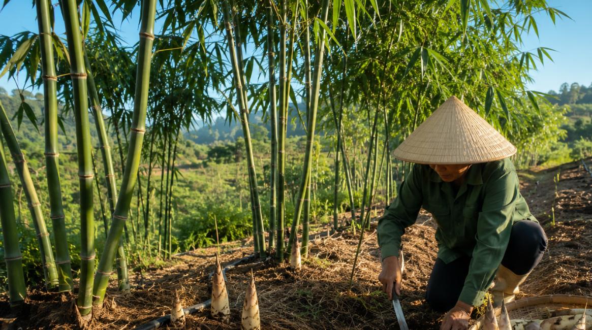 Vườn tre lục trúc lấy măng trên đất trồng cây lâu năm vùng gò đồi Quảng Trị