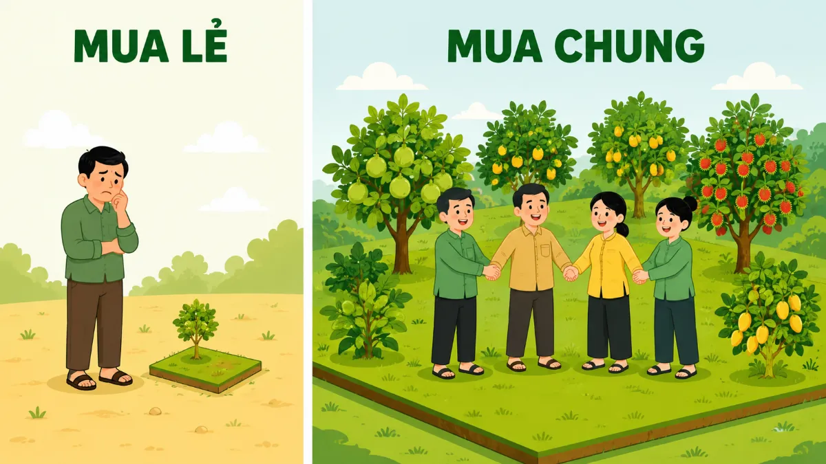 Hình minh họa so sánh mua lẻ và mua chung khi đầu tư bất động sản vốn ít ở Đồng Nai