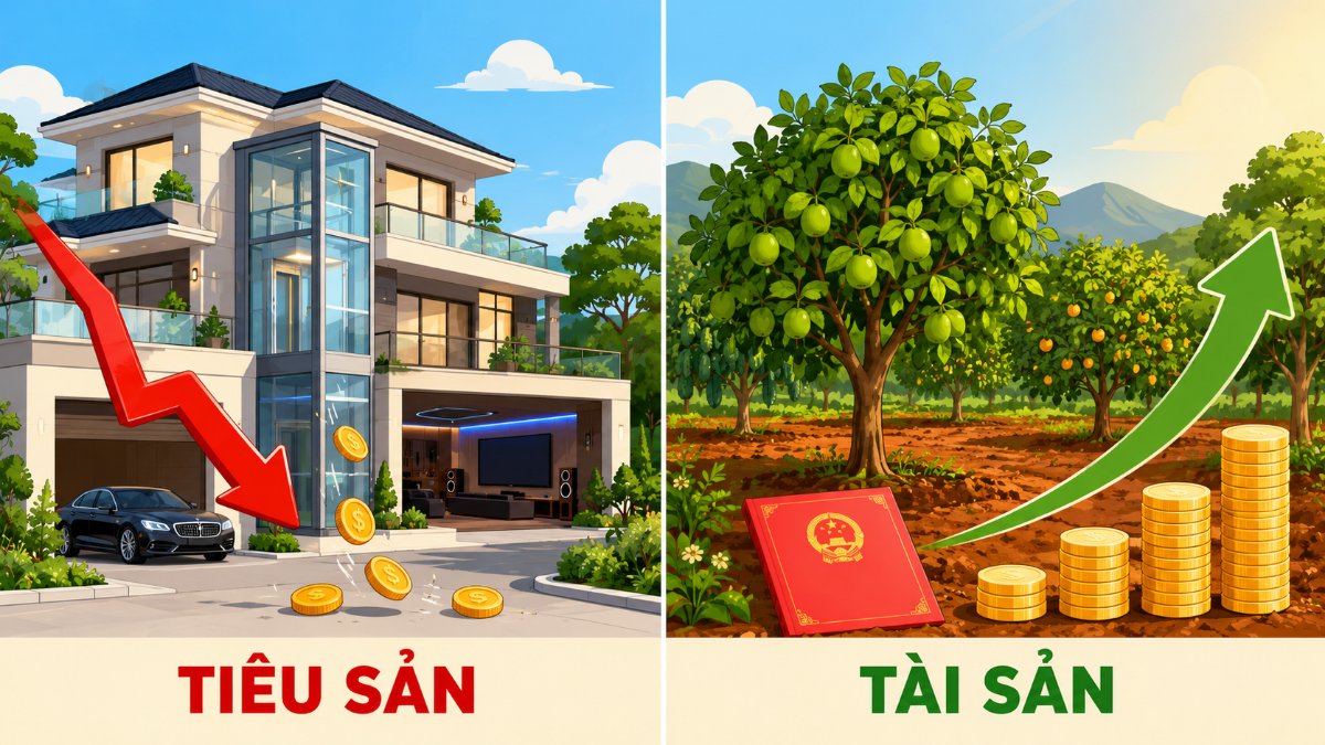 Đầu tư bất động sản: phân biệt tiêu sản và tài sản qua hình minh họa