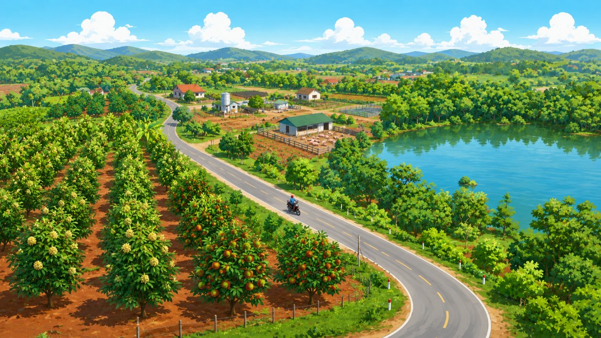 Đầu tư bất động sản vùng quê Đồng Nai: vườn cây ăn trái, đường nhựa và hồ nước