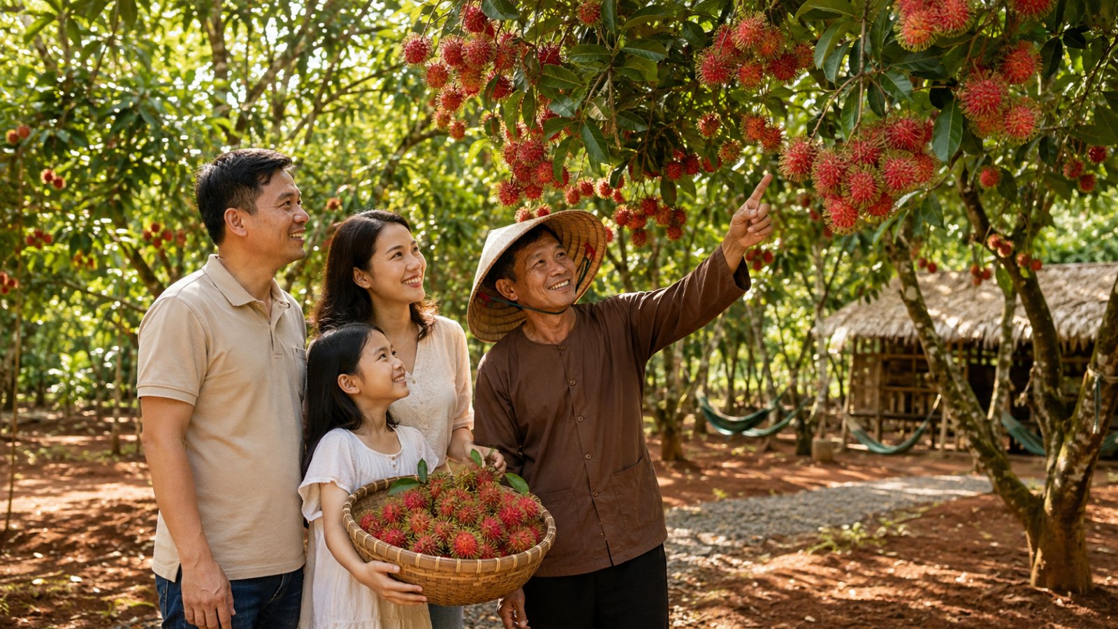 Du lịch sinh thái Long Khánh: du khách hái chôm chôm trong vườn ở Đồng Nai