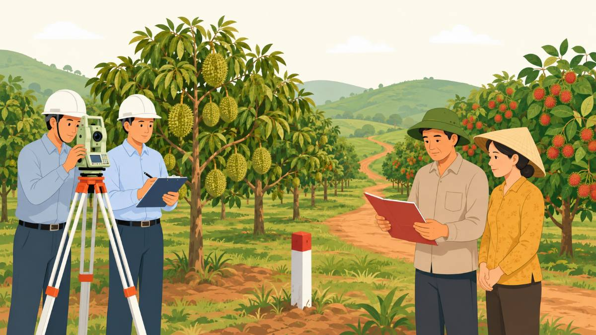 Minh họa buổi kiểm đếm vườn cây, căn cứ xác định giá đền bù đất nông nghiệp