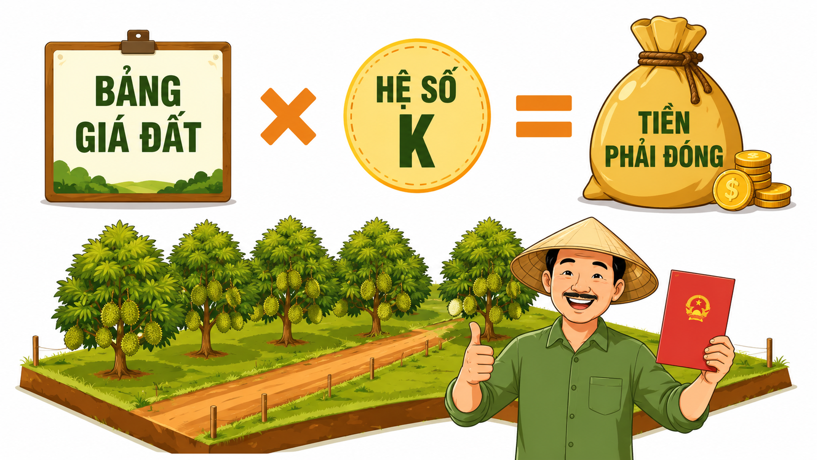 Công thức hệ số K giá đất: bảng giá đất nhân hệ số K ra tiền phải đóng