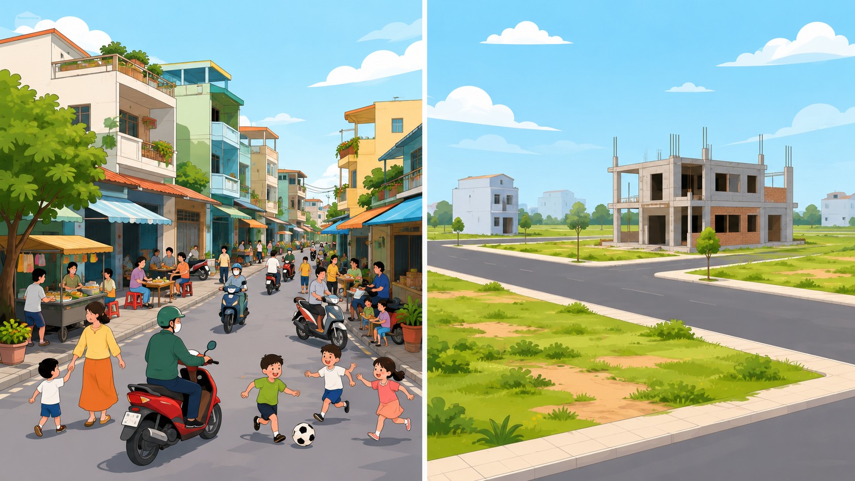So sánh khu đông dân và khu đất trống khi kiếm tiền thụ động từ bất động sản Đồng Nai