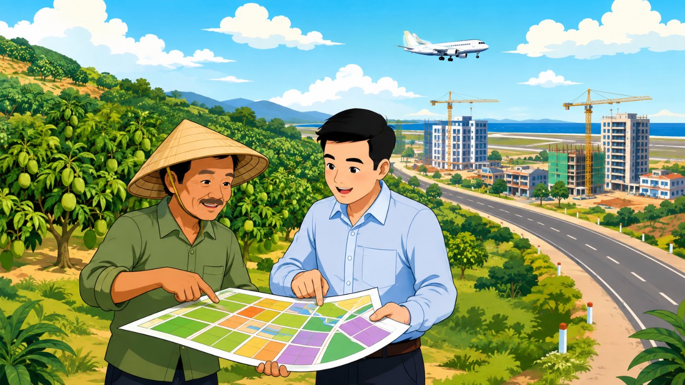 Minh hoạ kiểm tra quy hoạch trước khi mua đất vùng đô thị sân bay Cam Lâm