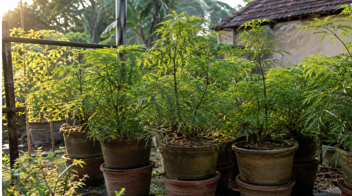 Kỹ thuật trồng đinh lăng lấy củ bằng phương pháp chậu đôi