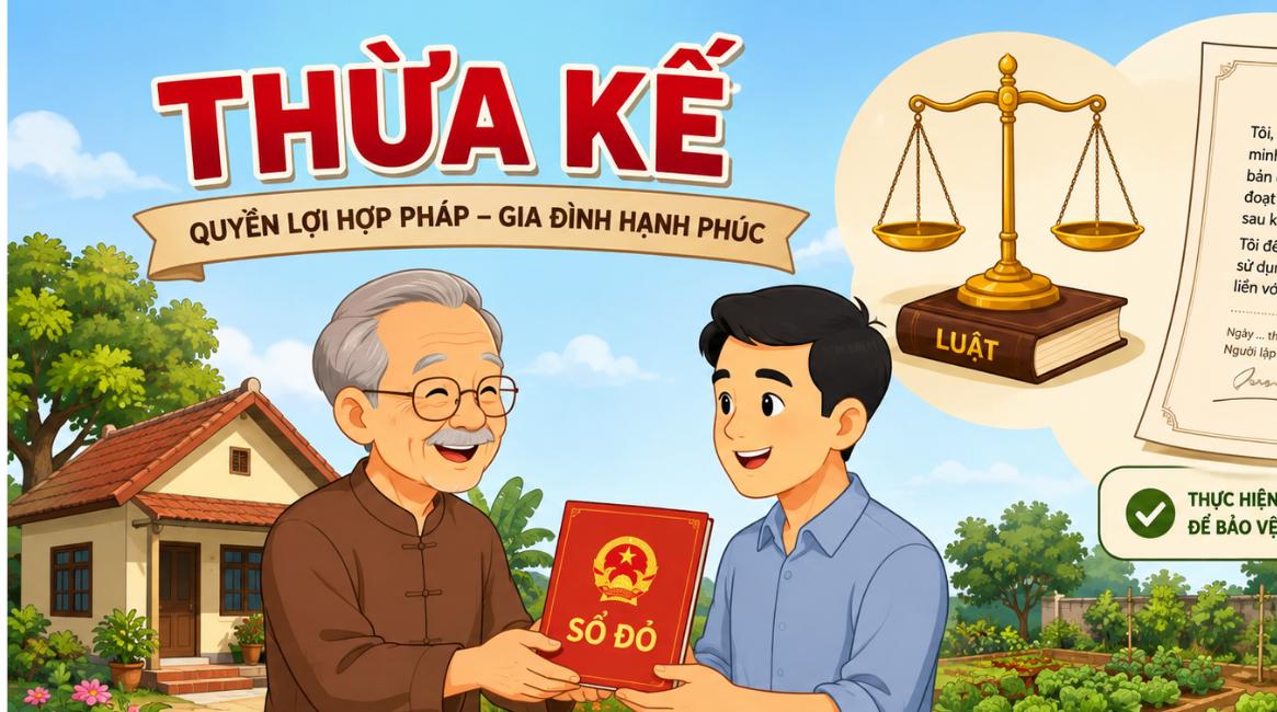 Minh họa hoạt hình về luật đất đai 2024 và quyền thừa kế đất đai trong gia đình