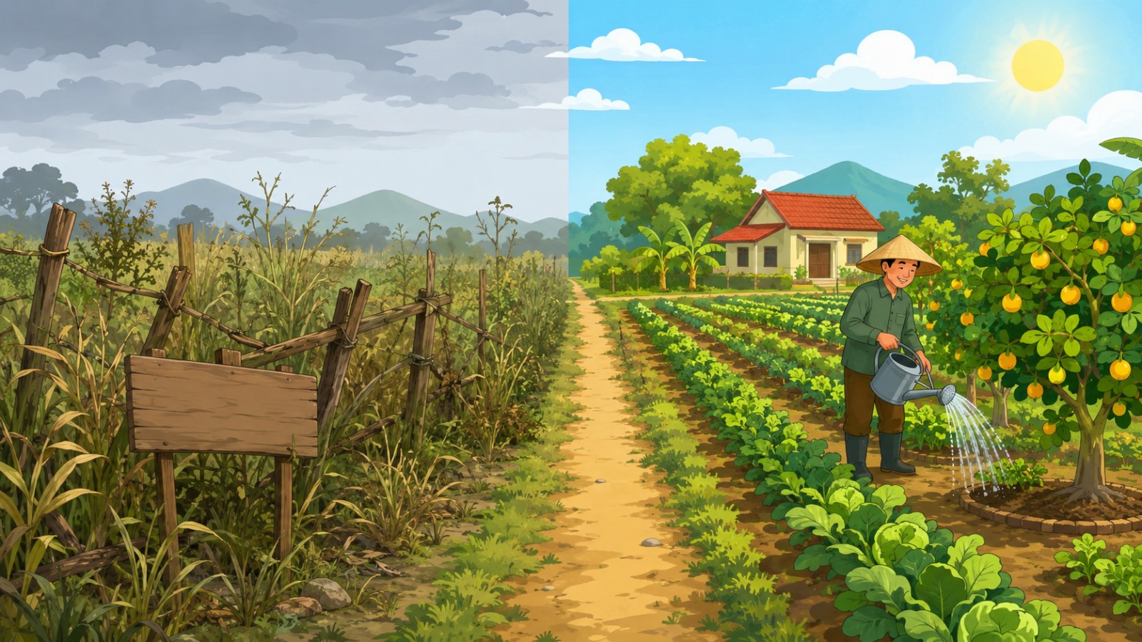 Tranh minh hoạ luật đất đai mới nhất: đất bỏ hoang so với vườn cây được canh tác ở Đồng Nai