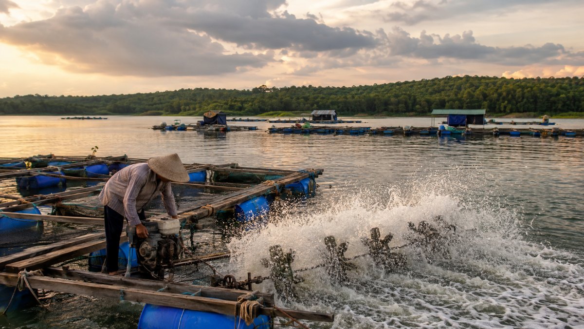 Nuôi cá lồng bè trên hồ Trị An Đồng Nai sau mưa đầu mùa